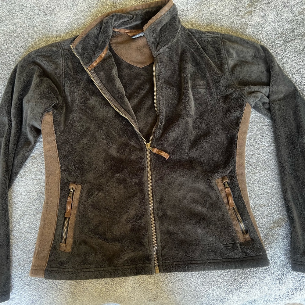 Kuhl Lightweight Dark Brown and Tan Advocat Fleece Jacket Shirt
